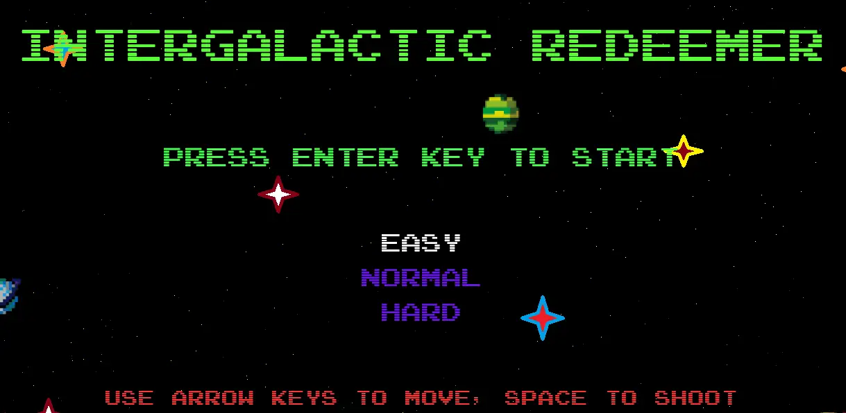 Screenshot of a game I named Intergalactic Redeemer