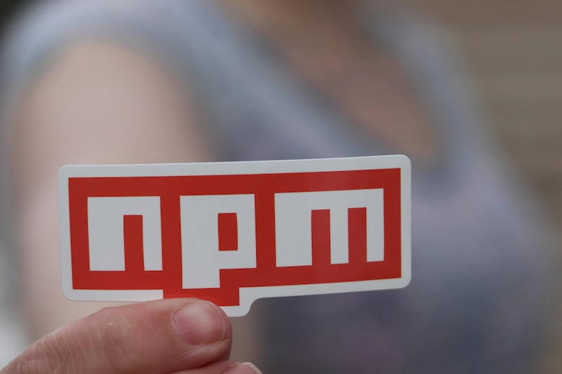 Image of a person holding the npm icon