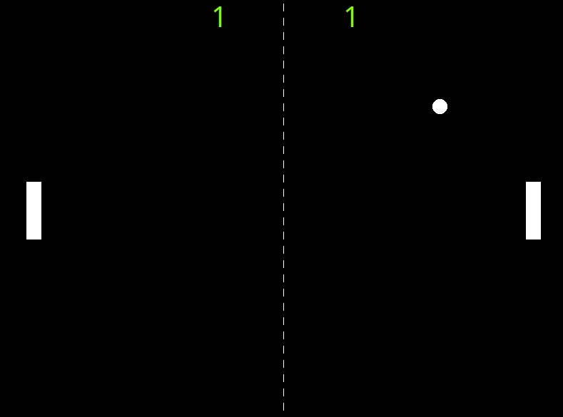 Screenshot of pong game built with python